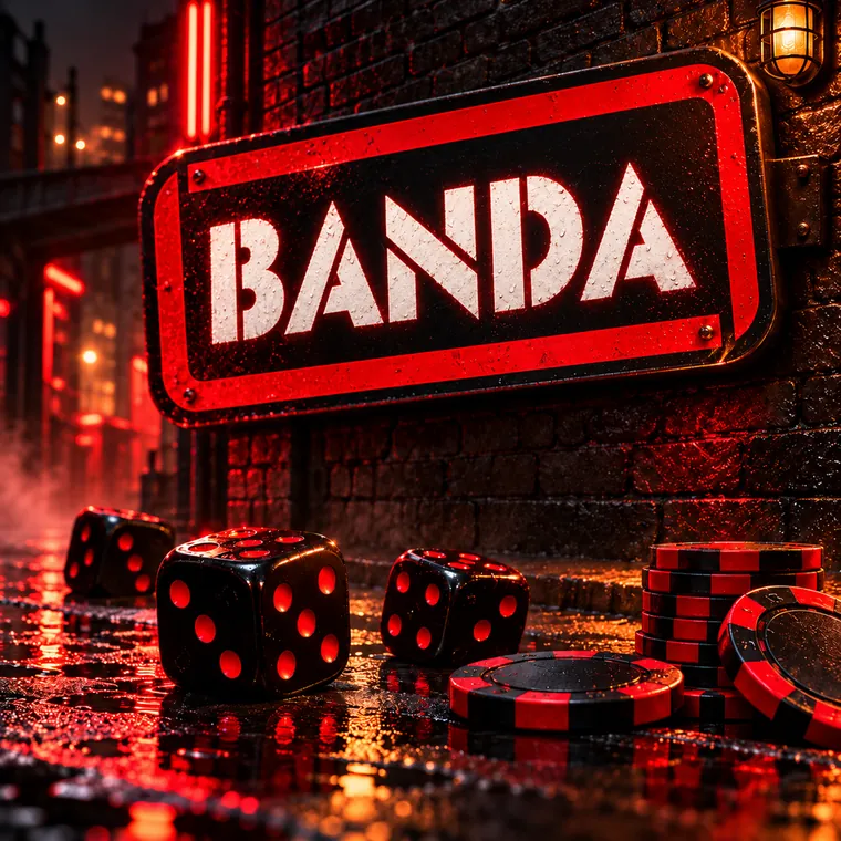 Неоновая сцена с игральными костями и фишками — оформление обзора BANDA